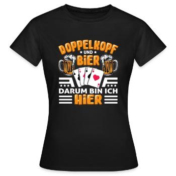 Double tête et joueur de cartes à jouer à la bière - T-shirt Femme - noir - Devant - AI Model Female 172 dark (172cm)