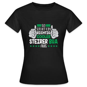 Voici à quoi ressemble un vrai Bua de Styrie de Styrie - T-shirt Femme - noir - Devant - AI Model Female 172 dark (172cm)