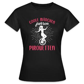 Coole Mädchen fahren Pirouetten Einrad - Frauen T-Shirt - Schwarz - Vorne - AI Model Female 172 dark (172cm)
