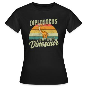 Diplodocus Dinosaure Enfants Dino Cadeau - T-shirt Femme - noir - Devant - AI Model Female 172 dark (172cm)