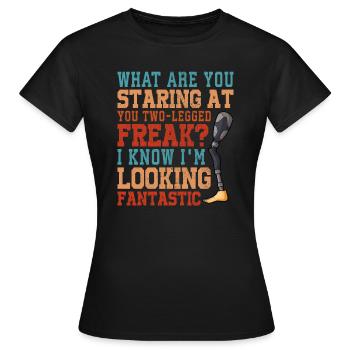Leg surgery wheelchair lost leg - Women's T-Shirt - black - Front - AI Model Female 172 dark (172cm)