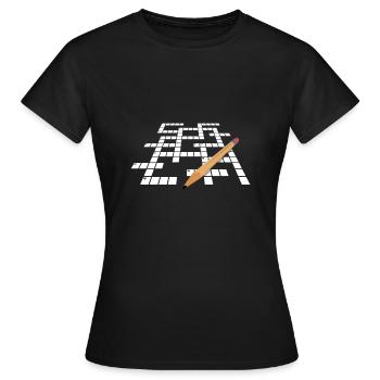 Résoudre des mots croisés - T-shirt Femme - noir - Devant - AI Model Female 172 dark (172cm)