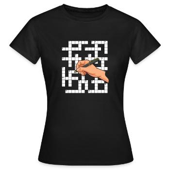 Résoudre des mots croisés - T-shirt Femme - noir - Devant - AI Model Female 172 dark (172cm)