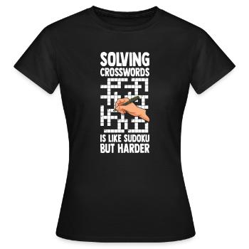 Résoudre des mots croisés - T-shirt Femme - noir - Devant - AI Model Female 172 dark (172cm)