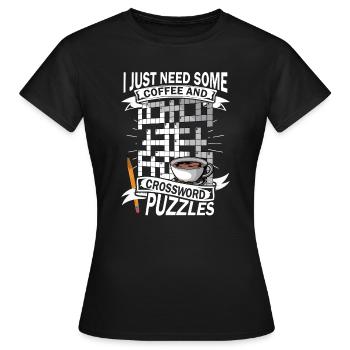 Résoudre des mots croisés - T-shirt Femme - noir - Devant - AI Model Female 172 dark (172cm)