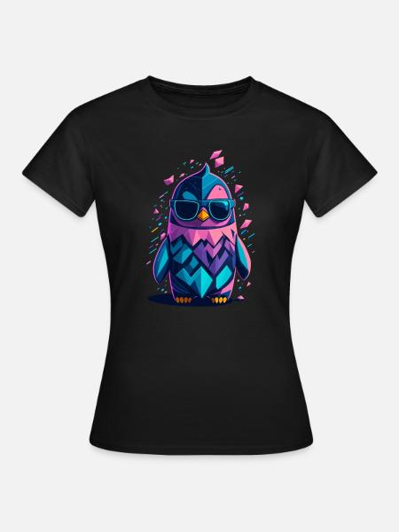 Niedlicher cooler Pinguin - Frauen T-Shirt - Schwarz