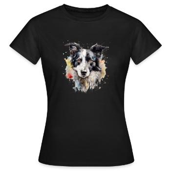 Border Collie - Frauen T-Shirt - Schwarz - Vorne - AI Model Female 172 dark (172cm)