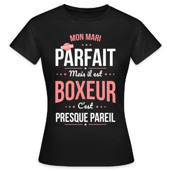 Mon mari n'est pas parfait mais il est boxeur - T-shirt Femme - noir - Devant - AI Model Female 172 dark (172cm)