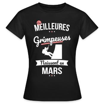 Les meilleures grimpeuses naissent en Mars - T-shirt Femme - noir - Devant - AI Model Female 172 dark (172cm)
