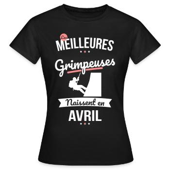 Les meilleures grimpeuses naissent en Avril - T-shirt Femme - noir - Devant - AI Model Female 172 dark (172cm)