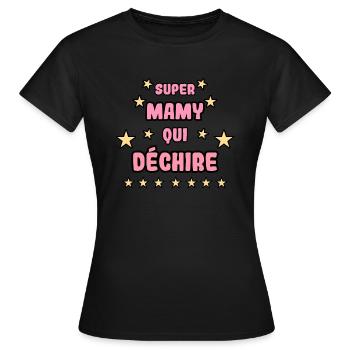 Super mamy qui déchire - T-shirt Femme - noir - Devant - AI Model Female 172 dark (172cm)