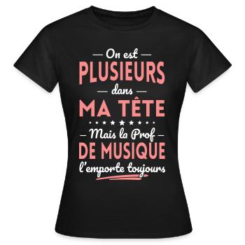 Plusieurs dans tête la Prof de Musique l'emporte - T-shirt Femme - noir - Devant - AI Model Female 172 dark (172cm)