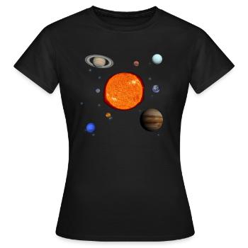 Unser Sonnensystem! - Frauen T-Shirt - Schwarz - Vorne - AI Model Female 172 dark (172cm)