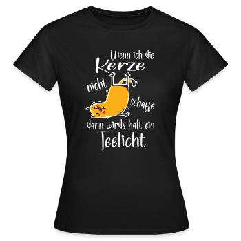 Yoga Katze mit Spruch - Frauen T-Shirt - Schwarz - Vorne - AI Model Female 172 dark (172cm)