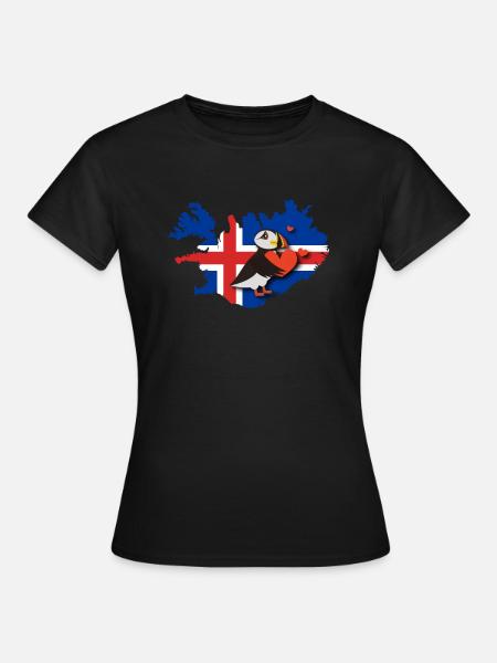 Island Puffin Papageientaucher île amour coeur - T-shirt Femme - noir