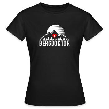 Bergdoktor Berge Alpen Apres Ski Skifahren Boarden - Frauen T-Shirt - Schwarz - Vorne - AI Model Female 172 dark (172cm)