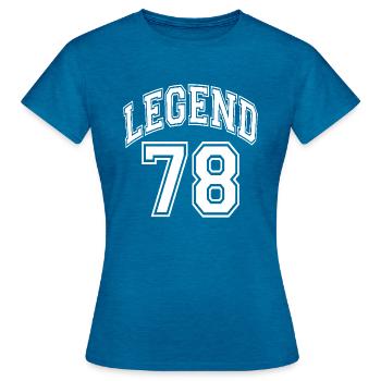 Legend 78 - Frauen T-Shirt - Antikblaues Saphir meliert - Vorne - AI Model Female 172 dark (172cm)
