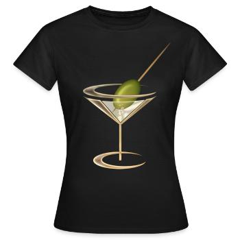 Verre Martini frais avec olive - T-shirt Femme - noir - Devant - AI Model Female 172 dark (172cm)