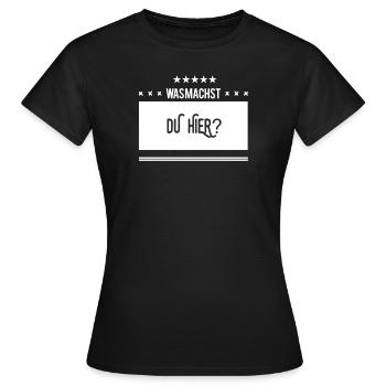 was geht bei dir? - Frauen T-Shirt - Schwarz - Vorne - AI Model Female 172 dark (172cm)
