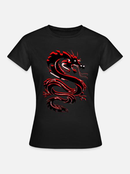 Drache, DrachenTattoo Style, Japan Drache - Dame-T-shirt - sort