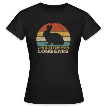 Kaninchen Hase Retro - Frauen T-Shirt - Schwarz - Vorne - AI Model Female 172 dark (172cm)