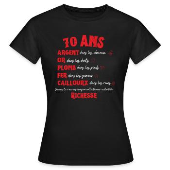70 ans Anniversaire Femme Homme Drôle Idée Cadeau - T-shirt Femme - noir - Devant - AI Model Female 172 dark (172cm)