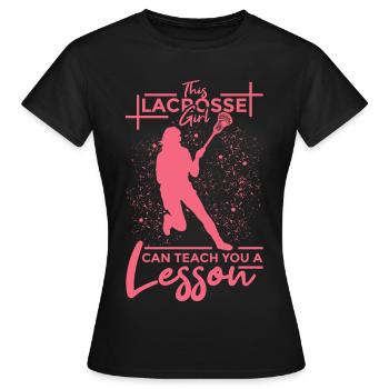Lacrosse Mädel - Frauen T-Shirt - Schwarz - Vorne - AI Model Female 172 dark (172cm)