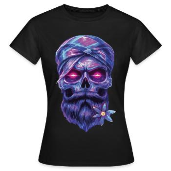 Mystische skull mit Talisman und Edelweiss - Frauen T-Shirt - Schwarz - Vorne - AI Model Female 172 dark (172cm)