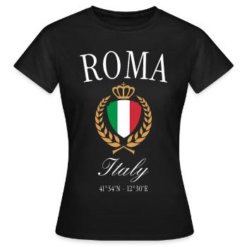 Rom Italien Wappen Krone – Reise Souvenir - Frauen T-Shirt - Schwarz - Vorne - AI Model Female 172 dark (172cm)