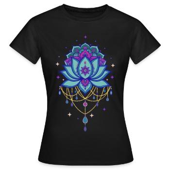 Spiritualität Lotusblume Heilige Geometrie Zen - Frauen T-Shirt - Schwarz - Vorne - AI Model Female 172 dark (172cm)