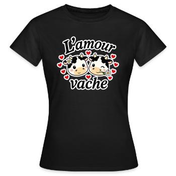 L'amour vache - T-shirt Femme - noir - Devant - AI Model Female 172 dark (172cm)
