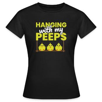 Pendaison de Pâques drôle avec mes poussins mignons Peeps - T-shirt Femme - noir - Devant - AI Model Female 172 dark (172cm)