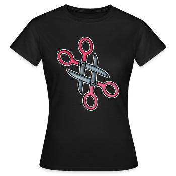 scheren - Frauen T-Shirt - Schwarz - Vorne - AI Model Female 172 dark (172cm)