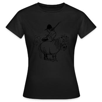 Thelwell Cartoon Spring-Cleaning - Frauen T-Shirt - Schwarz - Vorne - AI Model Female 172 dark (172cm)