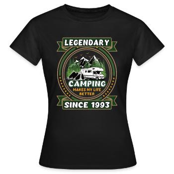 Legendär seit 1993 Camping Geschenk Geburtsjahr - Frauen T-Shirt - Schwarz - Vorne - AI Model Female 172 dark (172cm)
