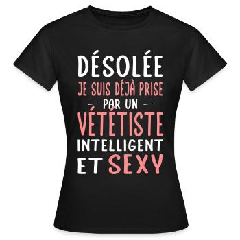 Désolée déjà prise par un vététiste sexy - T-shirt Femme - noir - Devant - AI Model Female 172 dark (172cm)