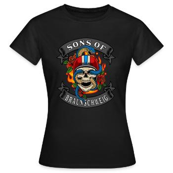 Braunschweig Biker Geschenk fils de Braunschweig - T-shirt Femme - noir - Devant - AI Model Female 172 dark (172cm)