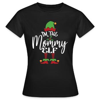 Maman Elfe Mignon Drôle Costume de Noël assorti - T-shirt Femme - noir - Devant - AI Model Female 172 dark (172cm)