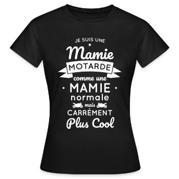 Mamie motarde comme une mamie normale plus cool - T-shirt Femme - noir - Devant - AI Model Female 172 dark (172cm)