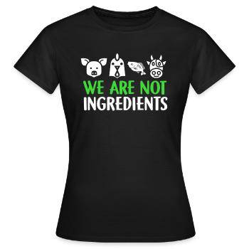Nous ne sommes pas Ingrédients vegan cadeau végétarien - T-shirt Femme - noir - Devant - AI Model Female 172 dark (172cm)