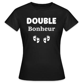 Double bonheur - T-shirt Femme - noir - Devant - AI Model Female 172 dark (172cm)