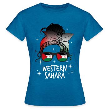 Sahara occidental - T-shirt Femme - bleu saphir antique chiné - Devant - AI Model Female 172 dark (172cm)