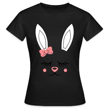 Visage de lapin cadeau de Pâques lapin mignon lapin lapin - T-shirt Femme - noir - Devant - AI Model Female 172 dark (172cm)