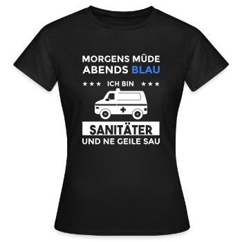 Morgens Müde Abends Blau Sanitäter - Frauen T-Shirt - Schwarz - Vorne - AI Model Female 172 dark (172cm)