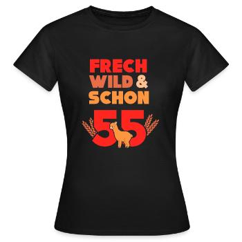 Geschenk 55 Jahre Geburtstag Frau Alpaka - Frauen T-Shirt - Schwarz - Vorne - AI Model Female 172 dark (172cm)