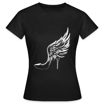 Highheels mit Flügeln - Frauen T-Shirt - Schwarz - Vorne - AI Model Female 172 dark (172cm)