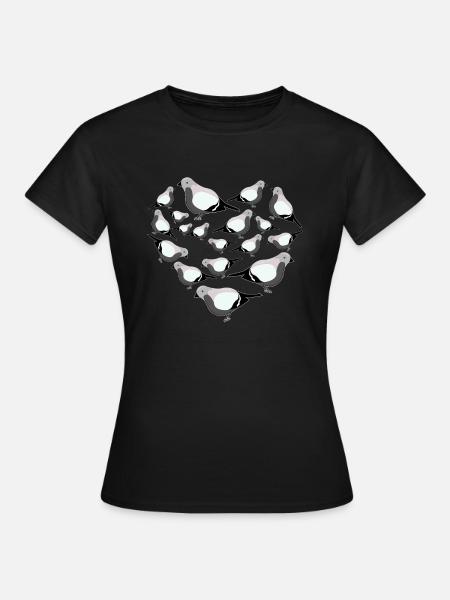 Herz Vogel Fink - Frauen T-Shirt - Schwarz