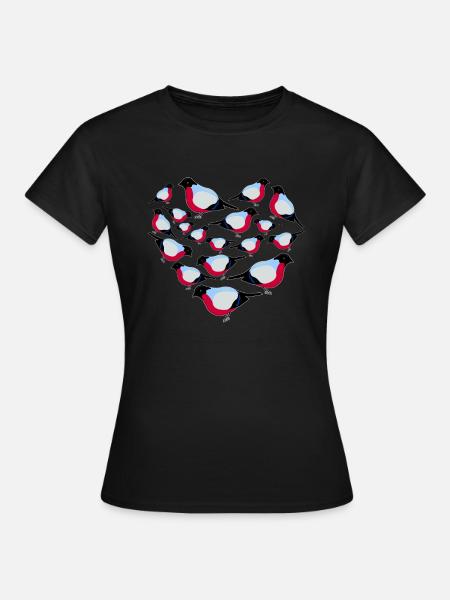 Herz Vogel Fink - Frauen T-Shirt - Schwarz