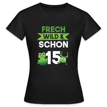 15 Jahre Geburtstag Junge Mädchen Frosch - Frauen T-Shirt - Schwarz - Vorne - AI Model Female 172 dark (172cm)
