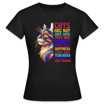 Les chats sont amis chat maman chat ami chaton - T-shirt Femme - noir - Devant - AI Model Female 172 dark (172cm)